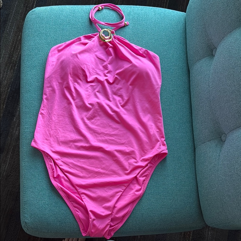 Sunshine 79 Women's Standard High Neck One Piece Swimsuit in Pink - Picture 2 of 6